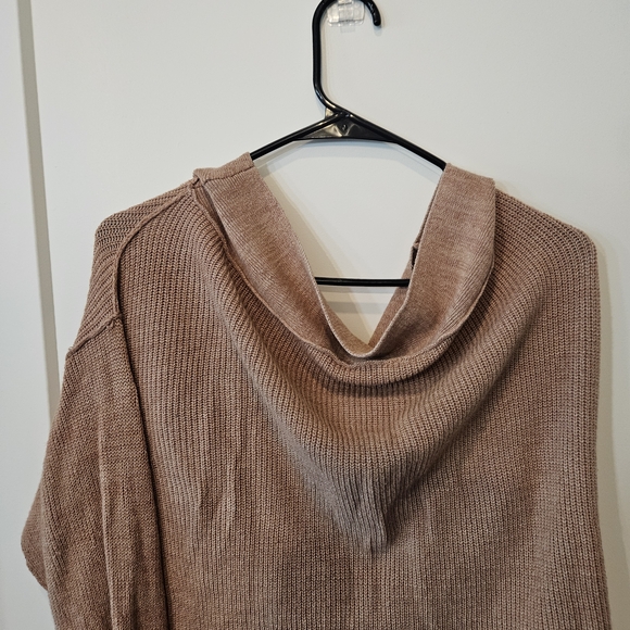 Free People Cowl Neck Sweater in Tan - Picture 2 of 4